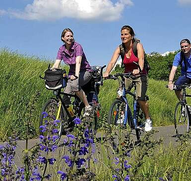 Radfahrer auf dem Oder-Neiße-Radweg